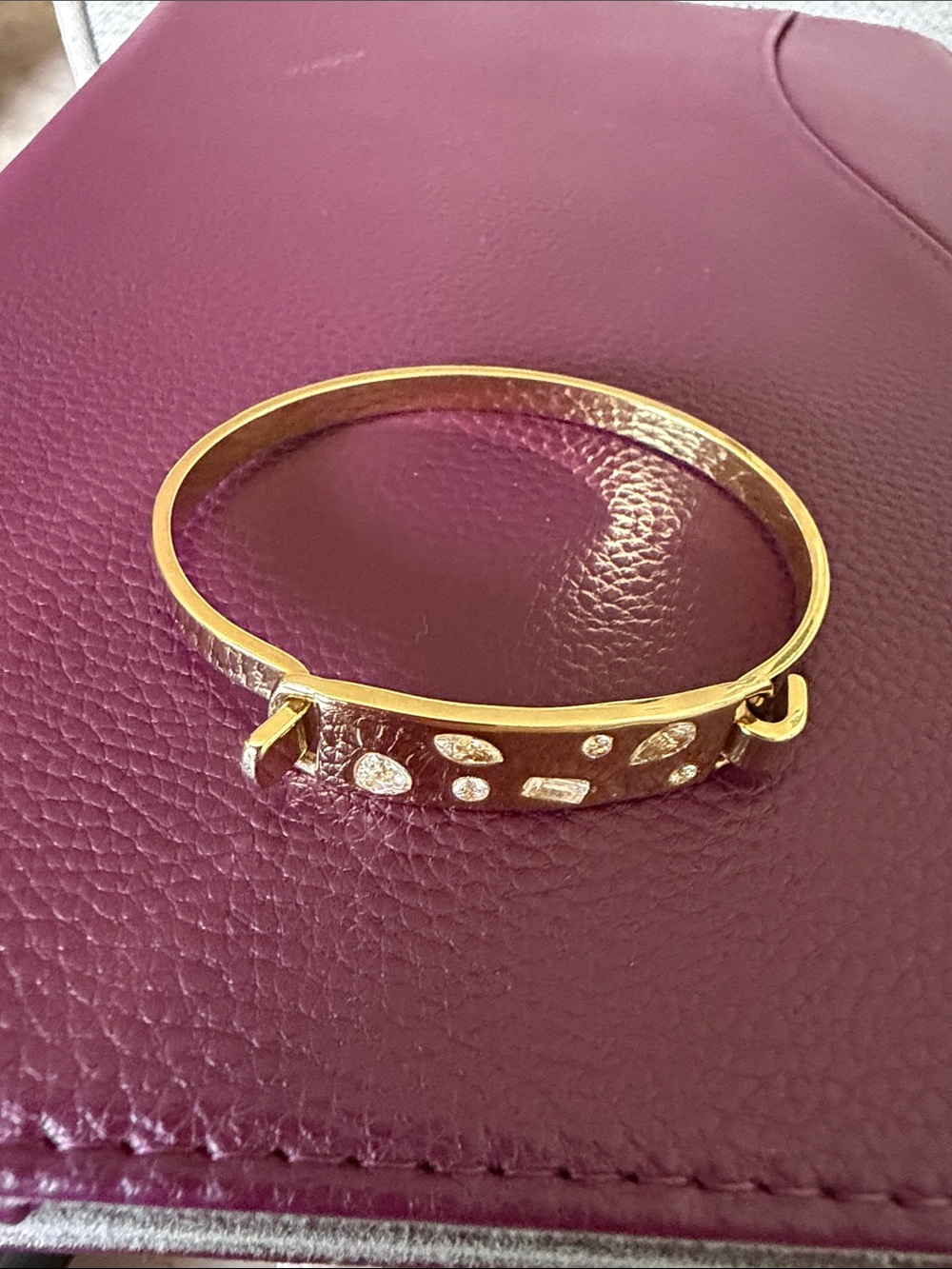 Gold-Tone Crystal Accent Bracelet - Elegant Women's Bangle in Gold